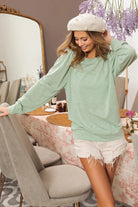 BiBi Sage Slub Terry Puff Shoulder Sweatshirt