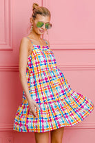 BiBi Multi Colors Plaid Sleeveless Sun Dress