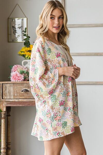 Heimish Ivory Multi Color Floral Open Cardigan