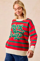 BiBi Christmas Theme Stripe Knit Top