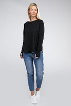 Zenana Cotton Raglan Sleeve Thumbhole Top ZENANA