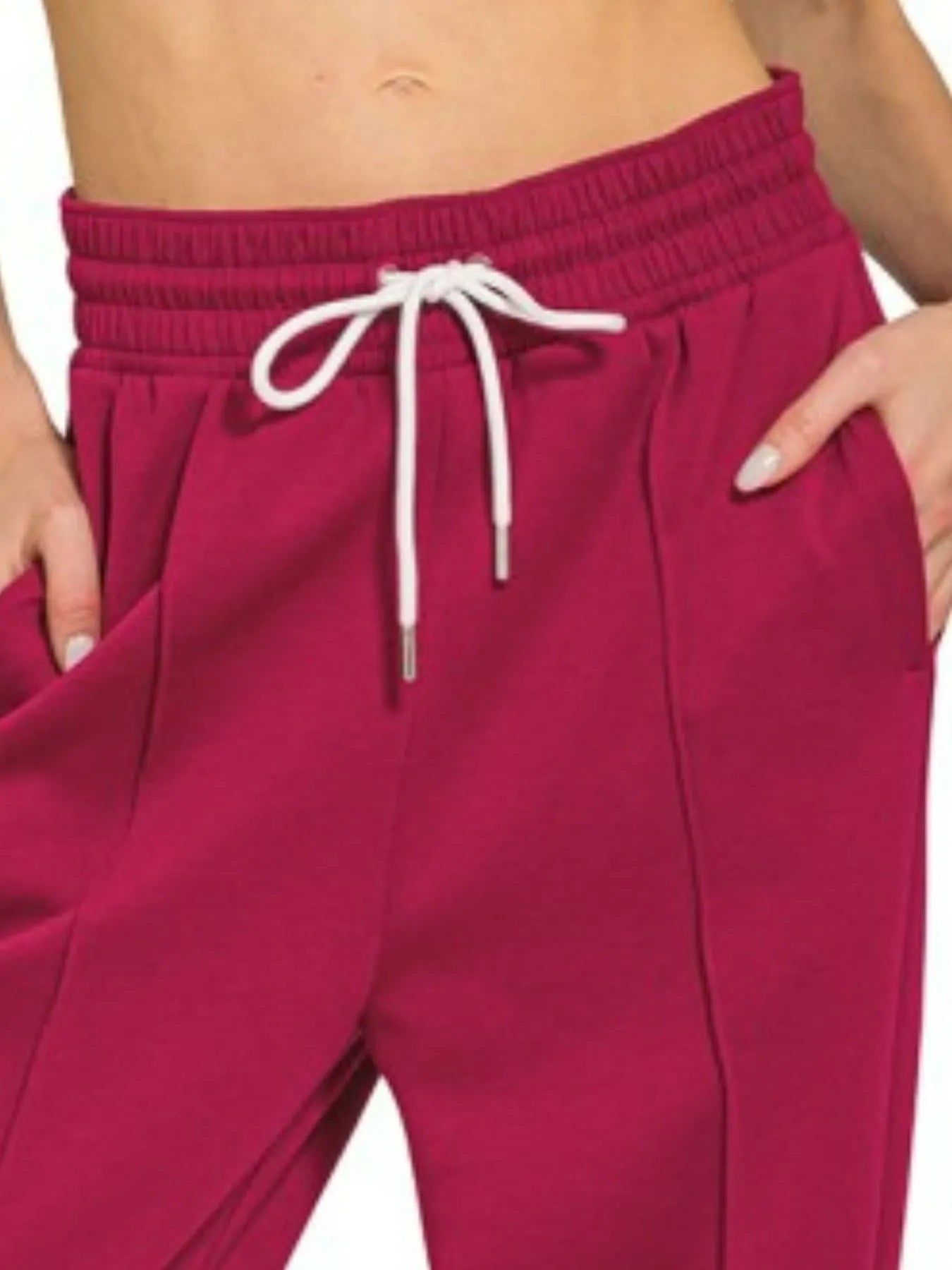 Zenana Cabernet Drawstring Center Seam Scuba Jogger Sweatpants with Pockets