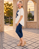 Haptics Free Spirit Paisley Floral Applique Top