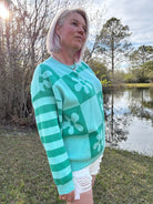 BiBi Mint/Jade Floral Mix Pattern Sweater