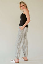 Davi & Dani Light Gray Rhinestone Elastic Waist Joggers Pants