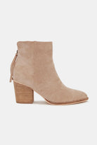 Beast Fashion Taupe Suede Point Toe Ankle Booties Taupe Shoes