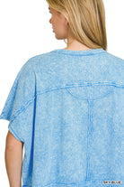 Zenana Sky Blue Halo Snow Washed Boxy Top & Shorts Set