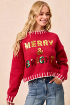 BiB Redi Christmas Theme Sequin Lattering Sweater