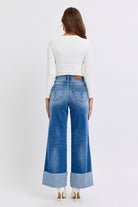 Judy Blue Retro High Waist Wide Leg With Cuff Jeans Jeans