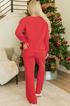 Preorder: JOLLY Ribbed Round Neck Long Sleeve Top and Pants Lounge Set Trendsi