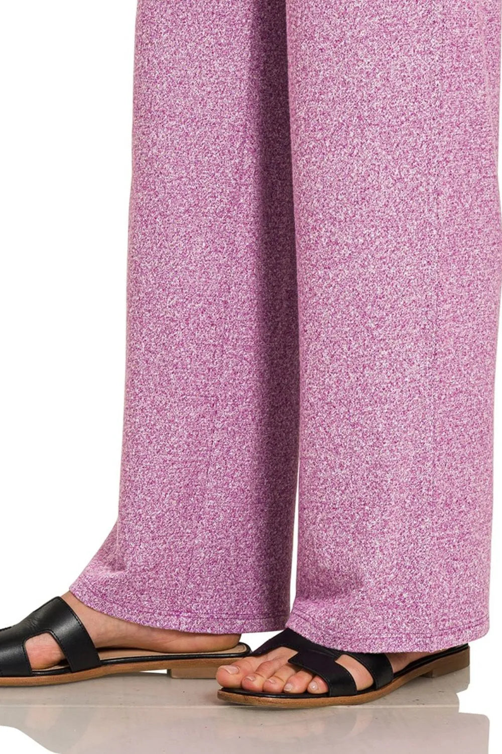 Zenana Light Plum Soft Melange Short Sleeve Tee & Long Pants Set