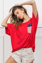 BiBi French Terry With Front Pocket Dolman Sleeves Top