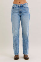 Heather Mid Rise Rigid Magic Straight Womens