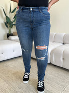 Judy Blue High Waist Distressed Skinny Jeans Dark Trendsi