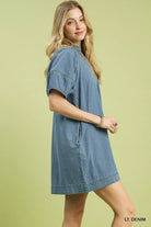 Umgee Denim Mini Dress with Contrast Thread