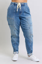 Judy Blue Clayton High Rise Cuffed Cargo Denim Jogger Womens