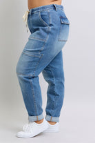 Judy Blue Clayton High Rise Cuffed Cargo Denim Jogger Womens