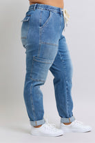 Judy Blue Clayton High Rise Cuffed Cargo Denim Jogger Womens