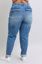 Judy Blue Clayton High Rise Cuffed Cargo Denim Jogger Womens