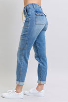 Judy Blue Clayton High Rise Cuffed Cargo Denim Jogger Womens