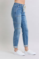 Judy Blue Clayton High Rise Cuffed Cargo Denim Jogger Womens