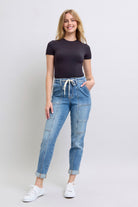 Judy Blue Clayton High Rise Cuffed Cargo Denim Jogger Womens