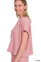 Zenana Light Rose Sweater Boxy Top & Long Pants Set
