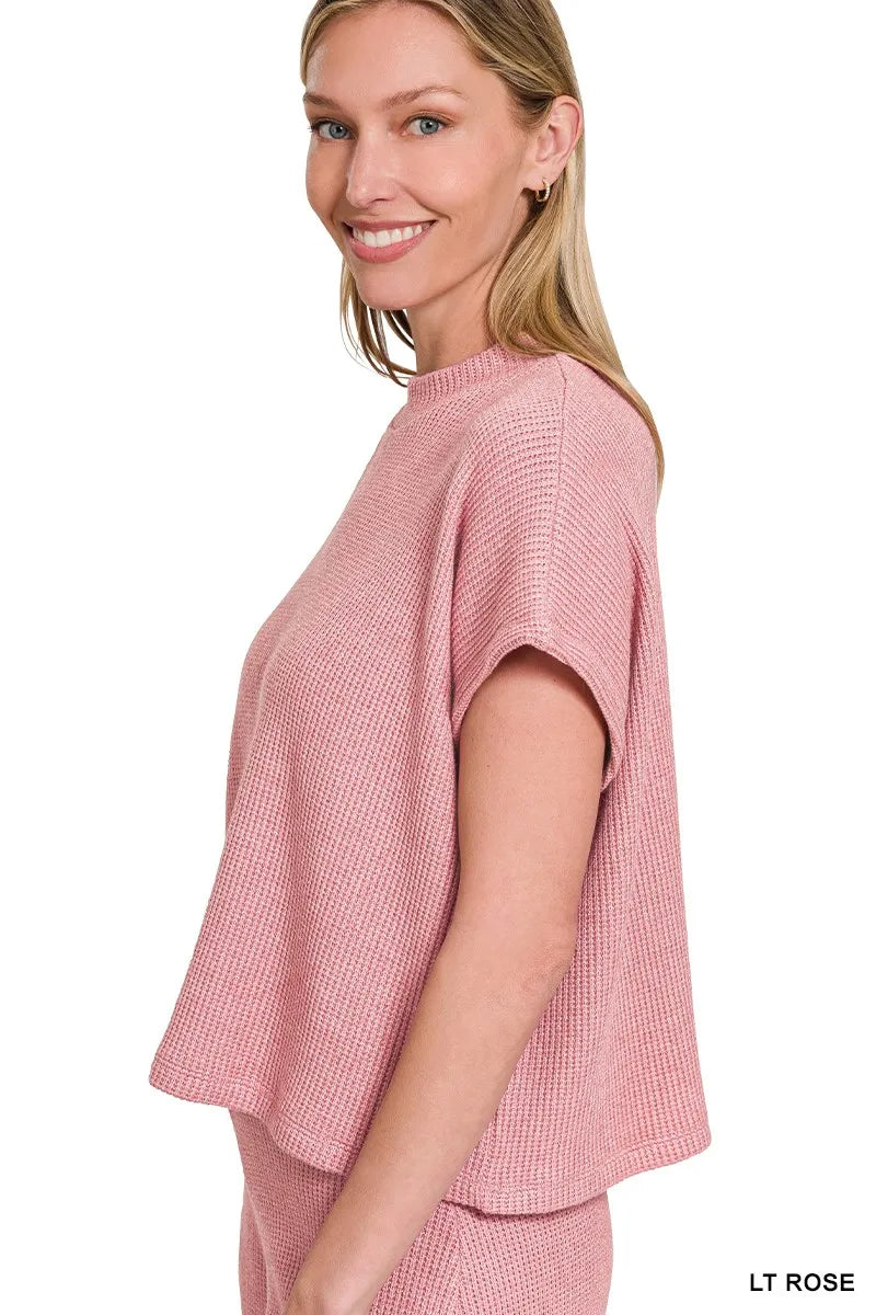 Zenana Light Rose Sweater Boxy Top & Long Pants Set