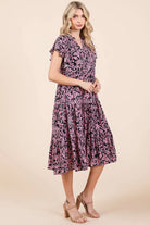 Mittoshop Abstract Print Ruffle Tier Midi Dress