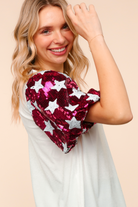 Haptics Color-blockStar Power Sequin Pink Sleeve Top