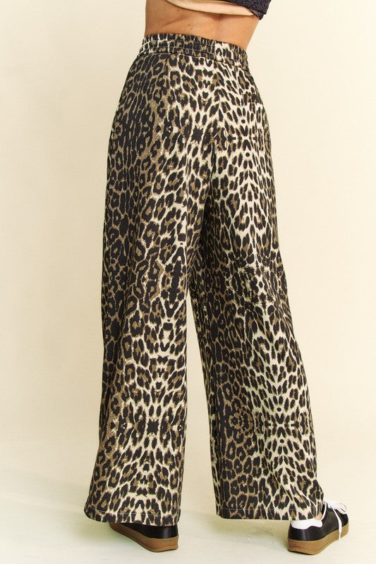 Davi & Dani Leopard Wide Leg Pants Pants