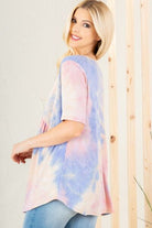 Heimish Crisscross Tie Dye Blue & Pink Babydoll Top