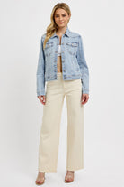 RISEN Light Wash Button-Down Classic Denim Jacket