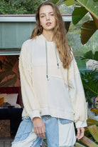 POL Balloon Sleeve Cut Sew Sweater Knit Top in Cream Ave Shops