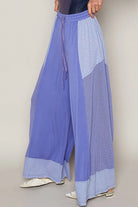 POL Iris Purple Drawstring Color Block Wide Leg Knit Pants