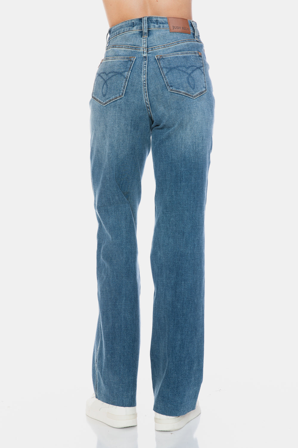 Judy Blue Tummy Control Cut Raw Hem Straight Jeans Trendsi