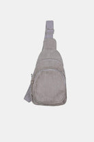 Zenana Corduroy Vintage Double Pocket Sling Bag Lt Grey One Size Trendsi