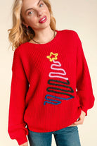 Haptics Red Christmas Tree Glitter Lurex Sweater Haptics