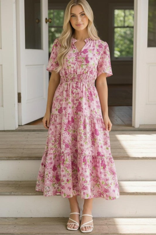 Haptics A Georgia Dream in Pink Floral Midi Dress
