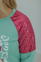 Southern Grace Santa Sequin Mint Sweater Ruby Idol Apparel