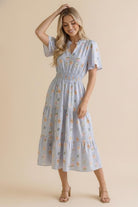 Haptics Flutter Into Late Summer Sweet Striped Floral Midi Dress