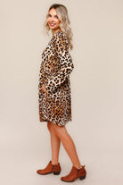 Haptics Fit and Flare Leopard Babydoll Midi Dress