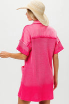 BiBi Fuchsia Dip Dye Mineral Washed Knit Dress