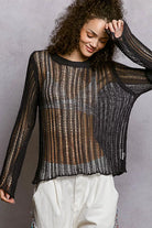 POL Openwork Round Neck Knit Cover Up