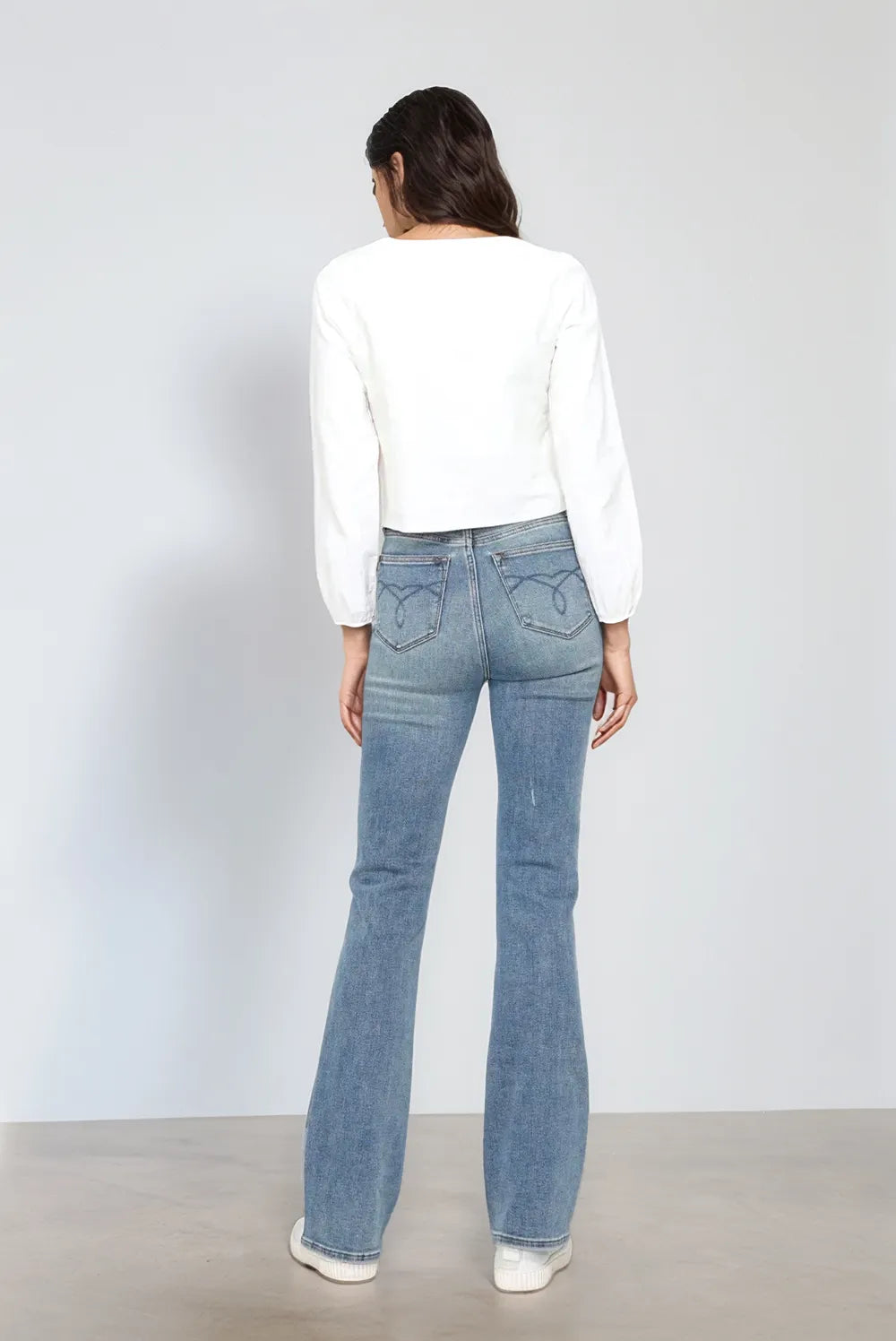 Judy Blue Tummy Control Back Embroidered Pocketed Bootcut Jeans