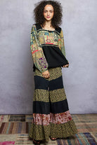 POL Black Balloon Sleeve Peplum Blouse with Trim Detail