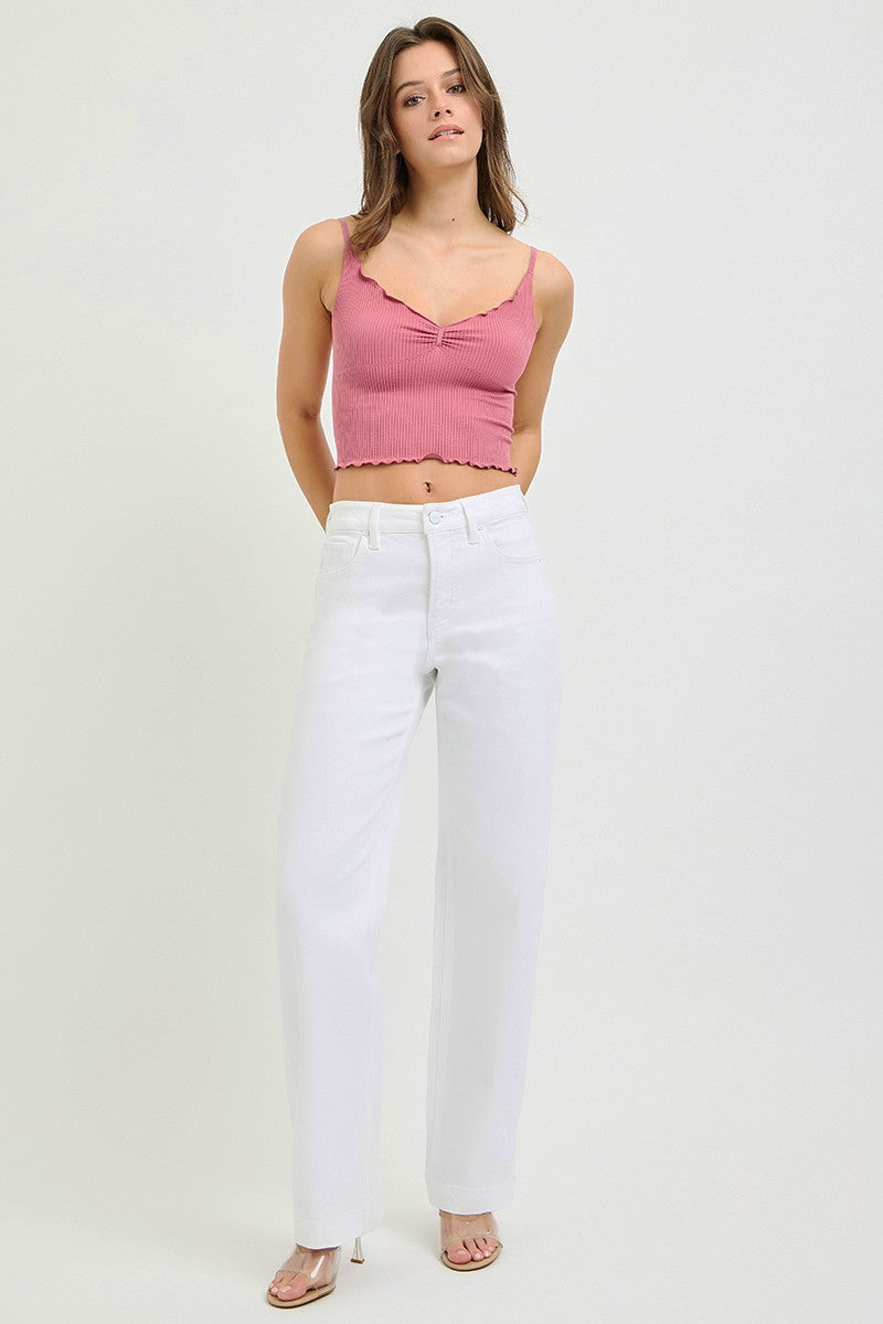 RISEN White High Rise Wide Baggy Pants