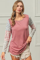 BiBi Mauve French Terry with Paisley Triblend Color Block