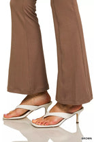 Zenana Brown Brushed Dty Microfiber Flare Pants