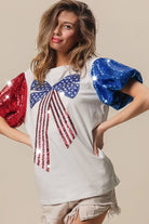 BiBi Sequin American Flag Bow Top